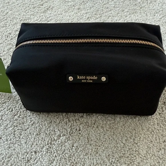 kate spade black nylon cosmetic case with gold zipper - Picture 3 of 5